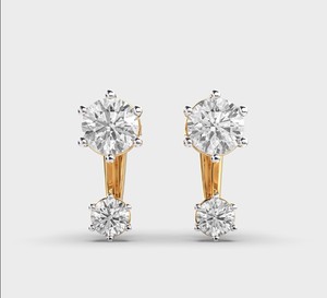 Boucles d'oreilles clous d'oreilles en or 14K blanc/rose/jaune avec double diamant rond cultivé en laboratoire certifié IGI, idéales pour un cadeau d'anniversaire ou de fête - Product Image 1