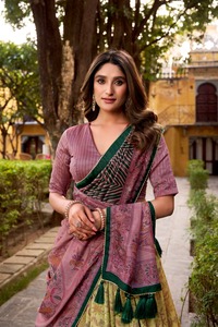 Colección de Lehengas de Moda para Mujer, Lehenga Choli de Seda Vichitra con Estampado Digital para Bodas y Festivales - Product Image 6