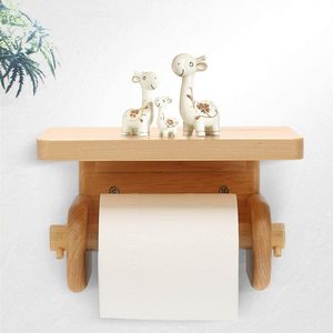 Soporte de papel higiénico de madera para el hogar, accesorio Premium de montaje en la pared, soporte de papel higiénico con estante, espacio para toalla - Product Image 2