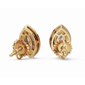 Boucles d'oreilles en diamant Arabella de qualité supérieure et durables en or 14 carats, forme marquise et halo, bijoux de laboratoire, vente en gros, fournisseur OEM - Product Image 3
