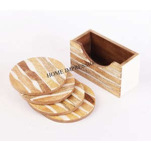 Ensemble de 4 sous-verres ronds en marbre et bois pour la cuisine, décoratifs, pour le thé et le café, qualité supérieure, taille personnalisée, écologiques, résistants à la chaleur, luxe - Product Image 4