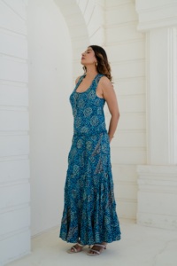 Vestido Midi Estampado Mandala Sienna, Estilo Gitano, Tirantes Finos, Veraniego, Elegante, con Volantes, Lavable, Corte en A, para Fiesta o Viaje - Product Image 3