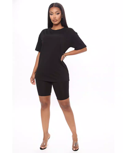 2025 OEM logotipo personalizado conjuntos de 2 piezas para mujer Camisetas casuales y traje de entrenamiento corto conjuntos cortos para mujer conjunto de dos piezas para mujer camiseta - Product Image 4