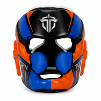 Casque de boxe ouvert personnalisé avec logo, en cuir PU de haute qualité, réglable, protection des joues et des oreilles, pour Muay Thai et Kickboxing