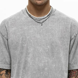 Camiseta lavada con ácido de peso pesado a la venta con logotipo personalizado y camisetas de diseño Camisetas lavadas con ácido para hombres - Product Image 2
