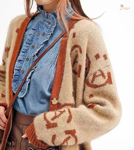 100% coton filles décontracté pull haut col rond broderie bouton décor solide pull avec Logo avant hiver haut tricoté - Product Image 1