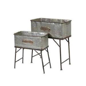 Pot de fleurs galvanisé de la meilleure qualité avec poignées en corde Pot de fleurs de couleur argent de taille personnalisée au meilleur prix en Inde - Product Image 3