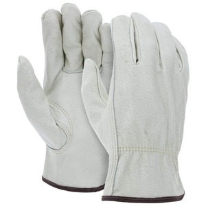 Guantes de seguridad de cuero de grano de vaca de alta calidad, con refuerzo adicional encogida espalda elástica, protección de palma para conductores - Product Image 1
