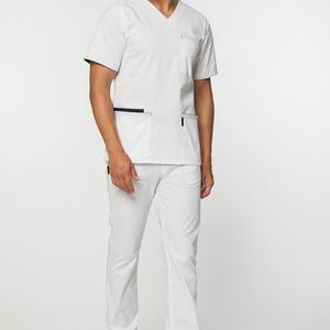 Conjunto de exfoliación para hombre de tela elástica 2025, mezcla de rayón de poliéster, manga corta, camiseta y pantalones para correr, perfecto para Hospital - Product Image 4
