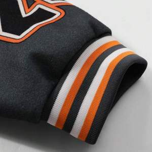 Unisex Winter Varsity <b>Jacket</b> Stand Collar Closure New Style Embroidery <b>Patchwork</b> Design Light Woolen Custom Letter Latest OEM - Product Image 3