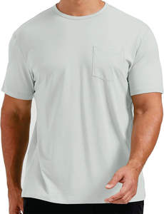 Camiseta informal de algodón para hombre con tejido de punto de ajuste cómodo y transpirable con bolsillo para mujer Diseño de timbre - Product Image 6