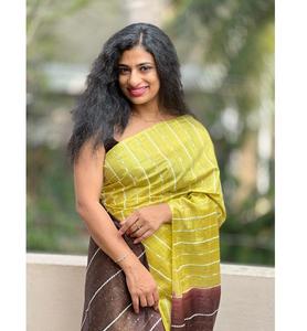 Sari traditionnel multicolore en pure soie Tussar pour femmes, confort supérieur, style élégant, occasions de fête, Inde, séchage rapide - Product Image 1