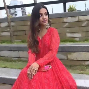 Longueur de la farine nouveauté dernière manches régulières col bateau couleur bleue Anarkali Type Kurti pour femme indienne dans les vêtements ethniques - Product Image 1