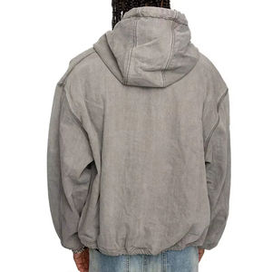 Sweat à capuche court de haute qualité 450gsm pour hommes Nouvelle tendance Multicolore Full Face Zip-up Personnalisable Brodé Sweat à capuche vierge - Product Image 2