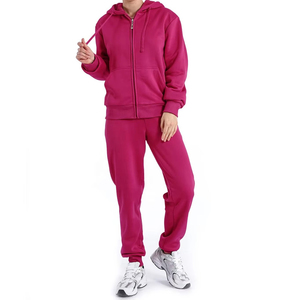 Polyester/Cotton Midweight Casual Breathable <b>Women</b> Tracksuit Zipper Hoodie & Jogger Set Stylish Autumn Winter Warm Two Piece Set - Product Image 4