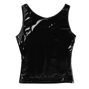 Camiseta sin mangas de cuero brillante ecológica de invierno para hombre de talla grande Chaleco de cuero brillante con cuello en V Ropa de abrigo moldeadora - Product Image 4