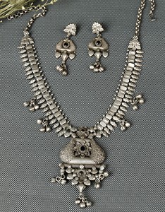 Conjunto de Collar Bohemia con Piedras Negras, Chapado en Plata Antigua y Latón Oxidado, para Mujer, Regalo de Boda - Product Image 2