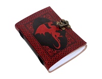 Carnet spirale vintage en cuir pour femme, grand format, motif Dragon, pages en coton, noir et rouge, pour croquis et notes, cadeau