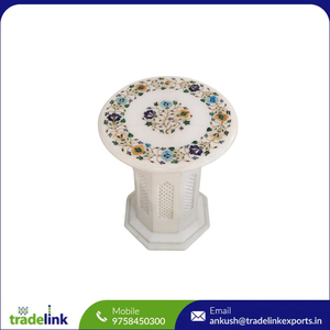 Marble <b>Table</b> <b>Top</b> with Elegant Handcrafted <b>Wooden</b> Stone Set Modern Inlay Design Easy Assembly for Living Room Decor - Product Image 6