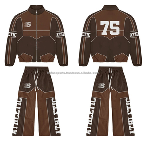 Conjunto de chándal de chaqueta y pantalones cortos cortavientos de poliéster con diseño personalizado de tendencia superior de talla grande para hombre, conjunto de cortavientos de nailon con cremallera completa - Product Image 4