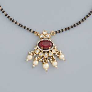 Kundan Pearl Mangalsutra <b>Necklace</b>-173021 - Product Image 5