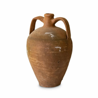 Vases rustiques en terre cuite rouge écologiques vintage à deux poignées, 23 pouces H x 14 pouces D, boîte de rangement étanche fabriquée en Inde, décoration