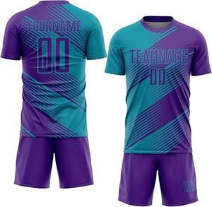 ชุดเสื้อฟุตบอลผ้าโพลีเอสเตอร์100% ชุดเสื้อฟุตบอลแบบแห้งเร็วเสื้อฟุตบอลแบบระเหิดระบายอากาศ - Product Image 3