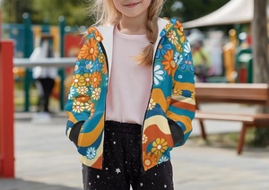 Girl's Full Zipper Hoodies Fleece Long Sleeve Hooded Sweatshirt Casual Jacket Sublimated <b>hoodie</b> for <b>Child</b> - Product Image 3