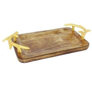 Bandeja de servidor de alimentos de calidad Superior estilo lujoso diseño hecho a mano bandeja de Metal Decoración de mesa de cena bandejas de Servir Salver - Product Image 5