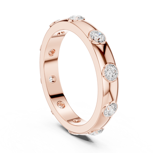 Bague en or rose 18 carats plaqué diamant moderne et luxueuse avec pierres rondes, fabriquée sur mesure pour les fiançailles des femmes - Product Image 4