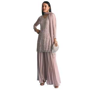 ชุดสูทลาเวนเดอร์ Chinon kurta Palazzo กับโมติคัทดานางานขายส่งเสื้อผ้าพื้นเมืองสำหรับผู้หญิง - Product Image 4