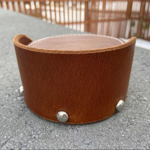 Vente en gros de sous-verres en cuir vintage design personnalisé sous-verres en cuir pour boisson thé verre en cuir véritable sous-verres personnalisés - Product Image 2