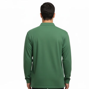 Chemise à manches longues slim fit pour homme, tricotée, unie, décontractée, séchage rapide, fournisseur d'usine OEM personnalisé, vente en gros, 100% coton, golf - Product Image 2