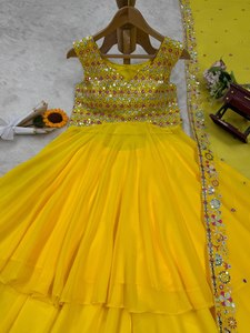 Hermosa Top Party Wear-Plazzo Y Dupatta Con Hilo Con Trabajo De Secuencia - Product Image 2