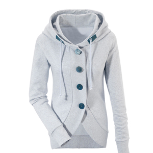 Fabricant de vêtements bas quantité minimale de commande personnalisé de haute qualité 100% coton strass motif fermeture éclair bouton court fermeture éclair femmes à capuche - Product Image 6