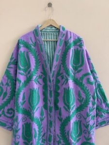 Manteau long traditionnel indien en coton brodé Suzani, veste Duster - Product Image 2