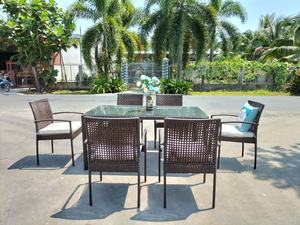 ชุดเครื่องชงกาแฟบาร์หวายเฟอร์นิเจอร์ในสวนดีไซน์ทันสมัยโซฟาลานกลางแจ้งโซฟาโครงอลูมิเนียมผ้าใช้เฉพาะร้านกาแฟในสวน - Product Image 2