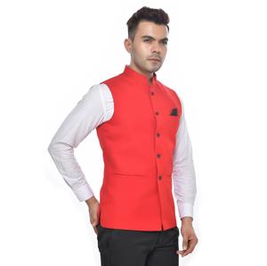 เสื้อกั๊กสีแดงขายดีสำหรับผู้ชาย เหมาะสำหรับชุดยูนิฟอร์มสำนักงาน งานแต่งงาน ชุดทำงาน และงานเลี้ยงตอนเย็น มีจำหน่ายแล้ว - Product Image 1