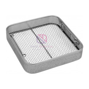 Panier latéral perforé en acier inoxydable de qualité supérieure avec base en fil métallique, manuel, réutilisable, durable, à usage médical pour le rangement et l'organisation - Product Image 1