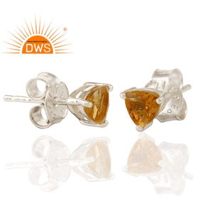 Pendientes de Plata de Ley con Citrino Natural, Joyería Personalizada para Mujer, Regalo para Ella - Product Image 2