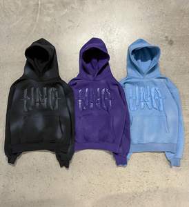 Conjunto de pantalones de chándal y Sudadera con capucha y lavado ácido Distress personalizado, chándal Vintage, chándal Sweat Stack Flare Pant, traje para hombre - Product Image 6