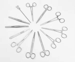 Ensemble de 13 instruments chirurgicaux manuels réutilisables en acier inoxydable de haute qualité pour interventions chirurgicales mineures, certifié CE, finition argentée - Product Image 6