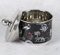 Belle boîte de rangement en métal de boîte de date en métal de conception avec l'impression de conception de paon enduite d'émail faite en métal d'acier inoxydable