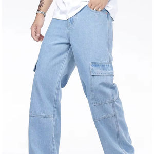 OEM กางเกงยีนส์ขาตรงแบบขาดทรงสลิมฟิตสำหรับผู้ชายเสื้อผ้าแนวสตรีทผ้ายีนส์มีกระดุม - Product Image 1