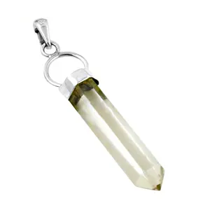 Colgante de Cristal de Cuarzo Transparente, Plata 925, Minimalista, con Colgante Solitario, Unisex, para Uso Diario, Estilo Bohemio, Regalo - Product Image 1