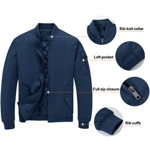 เสื้อแจ็กเก็ตบอมเบอร์ของผู้ชายกันลมให้ความอบอุ่นสำหรับฤดูหนาวเสื้อโค้ทบอมเบอร์บุนวมบางของแท้โอเวอร์ไซส์ - Product Image 3