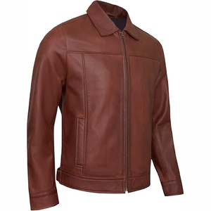 แจ็คเก็ตหนังลำลองสุดเทรนดี้สำหรับผู้ชาย มีกระเป๋าซิป เสื้อคลุมน้ำหนักเบาแต่คุณภาพพรีเมียม - Product Image 3