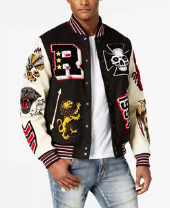 Veste de baseball en laine pour homme, style streetwear, sur mesure, col montant, grande taille, hiver, devant - Product Image 5