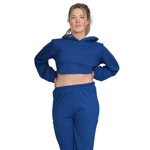 Sudaderas con Capucha Corta para Mujer, de Algodón y Felpa, Estilo Deportivo, Bordadas, Holgadas - Product Image 1