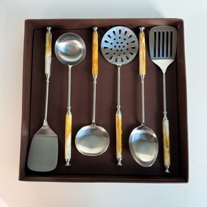 VENTES FLASH Ensemble de cuisine en acier inoxydable poli mat avec poignée en résine pour la cuisine à domicile et les mariages - Product Image 5